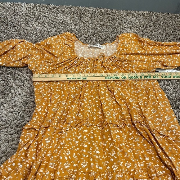 Lizard Thicket Fourteenth and 9th nwt mustard floral rayon dress - Picture 6 of 8